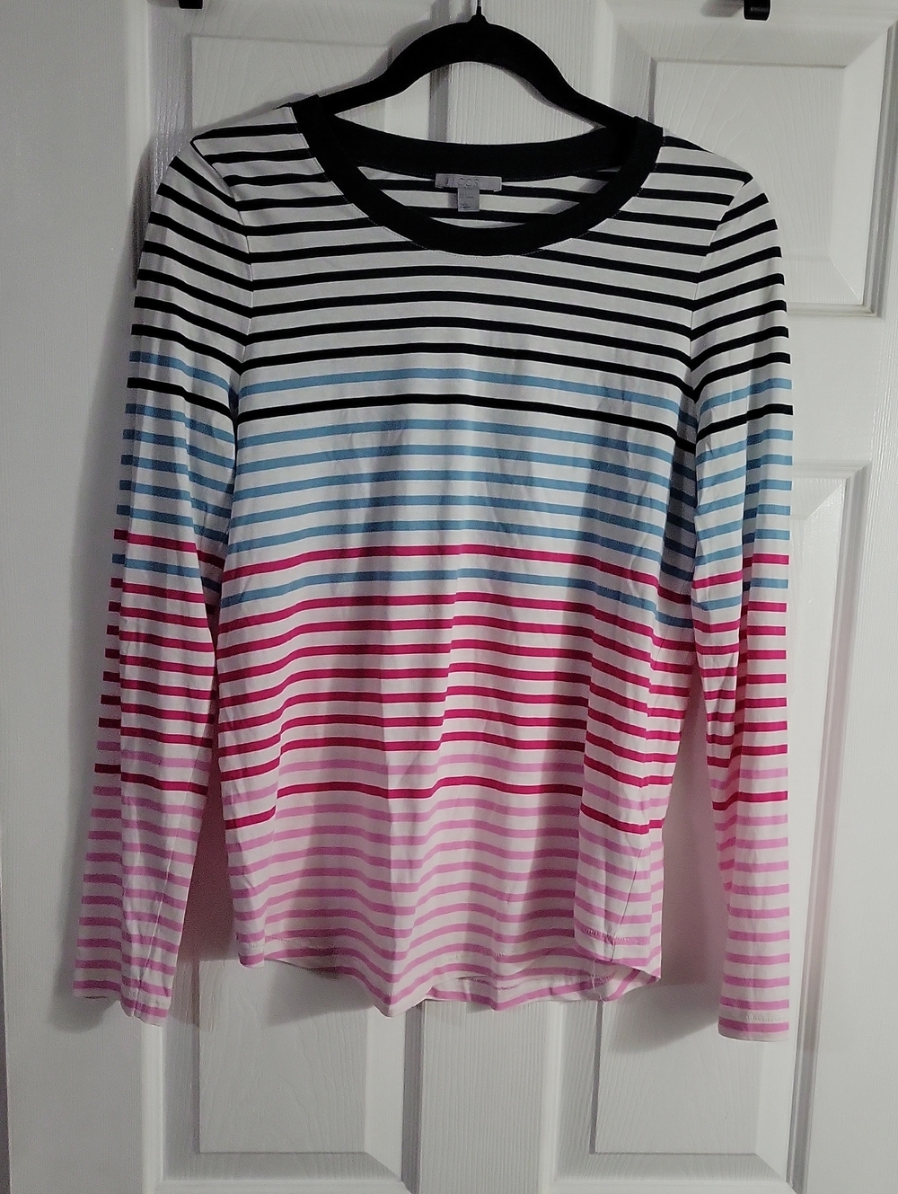 COS Long-Sleeve Stripe Top in White, Blue & Pink